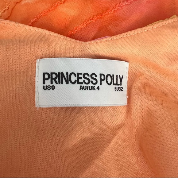 Princess Polly Lars Maxi Dress Ruffle Sunset Orange Multi Watercolor - Picture 9 of 10